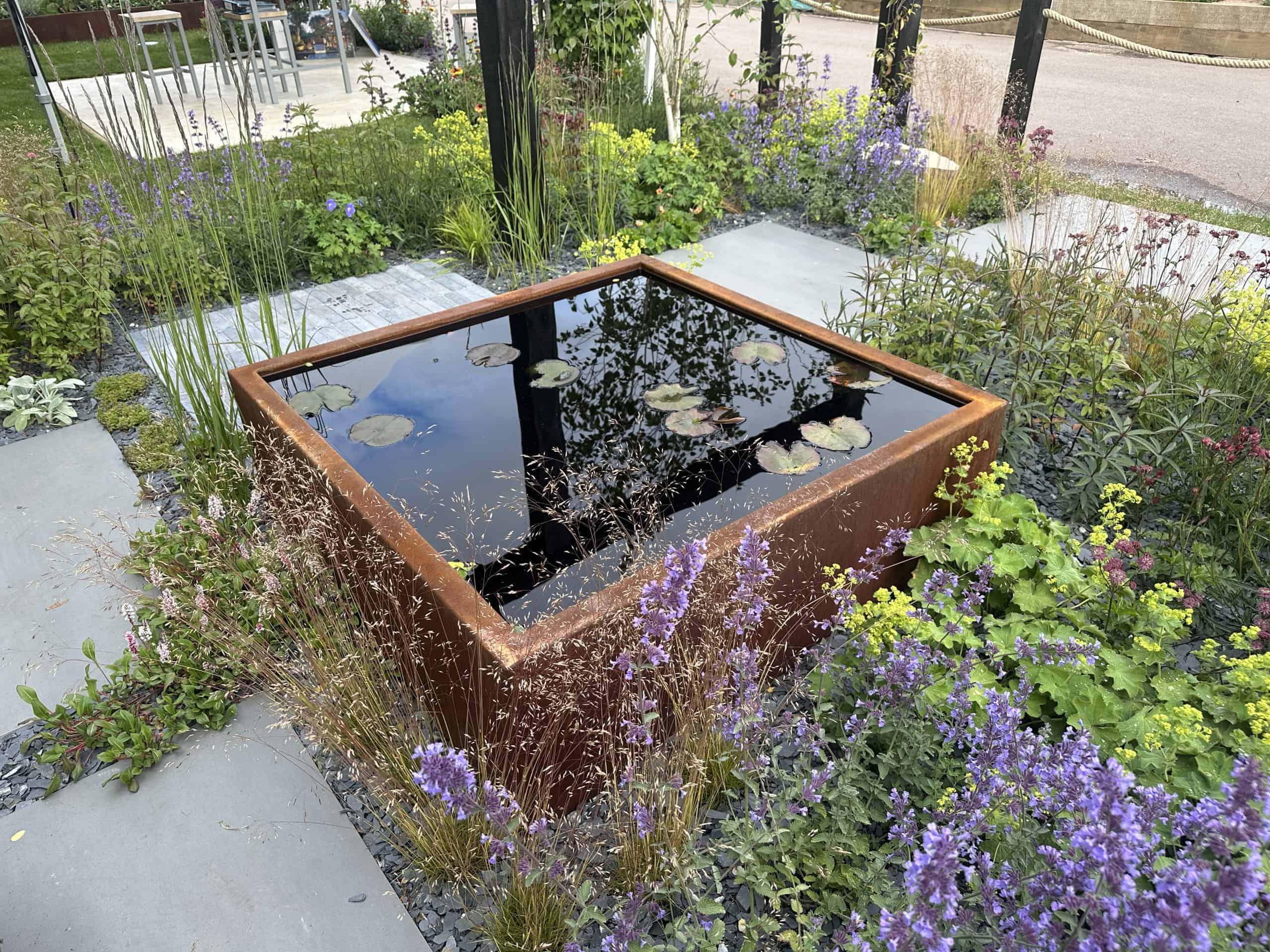 The Corten Steel Cube Pond — Architectural British Water Feature
