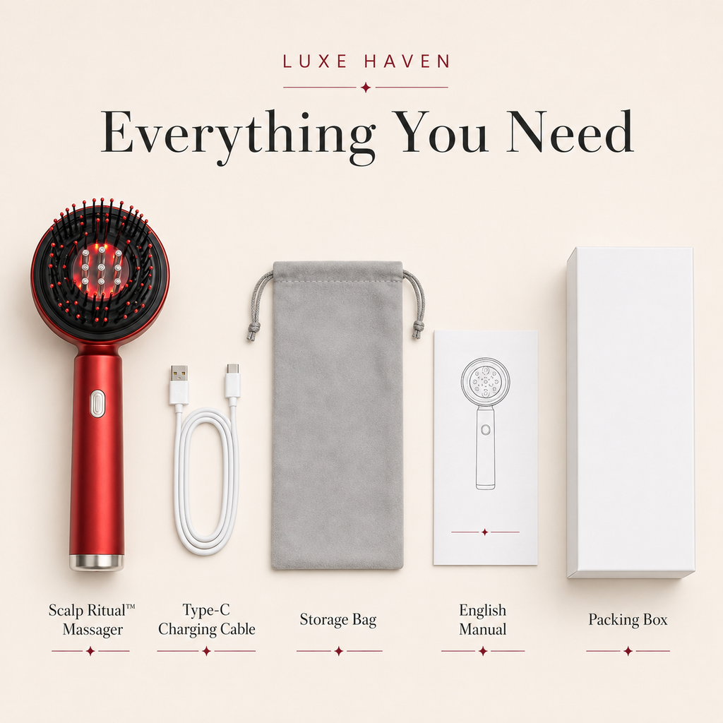 What is included with the Luxe Haven Scalp Ritual Massager