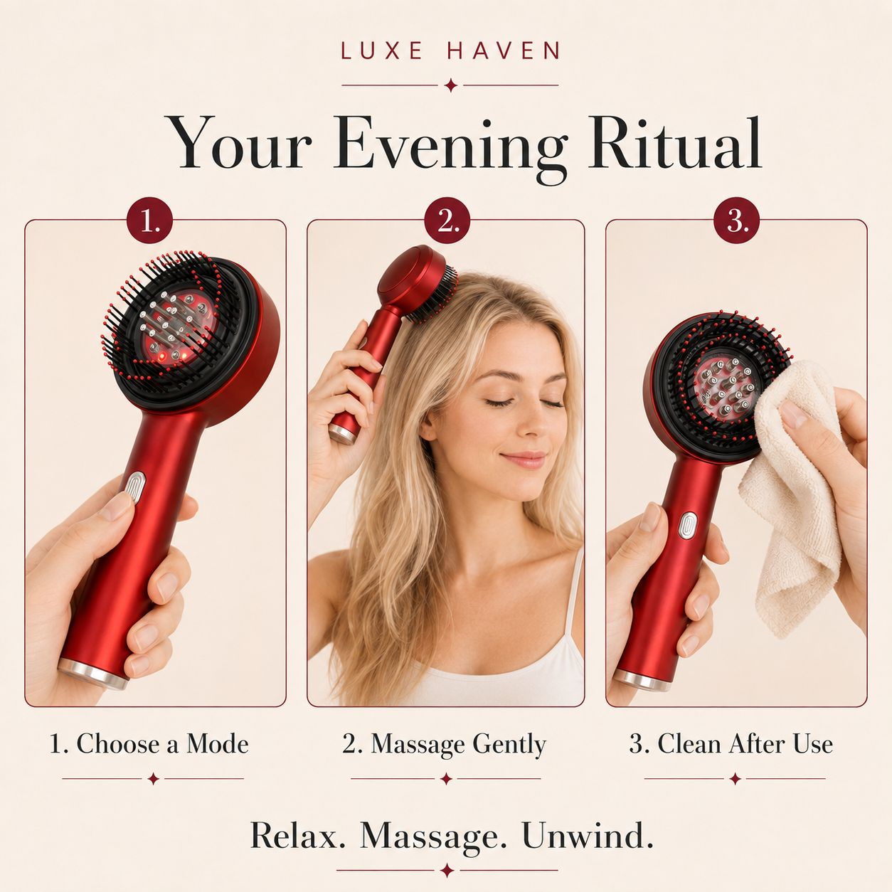 How to use the Luxe Haven Scalp Ritual Massager