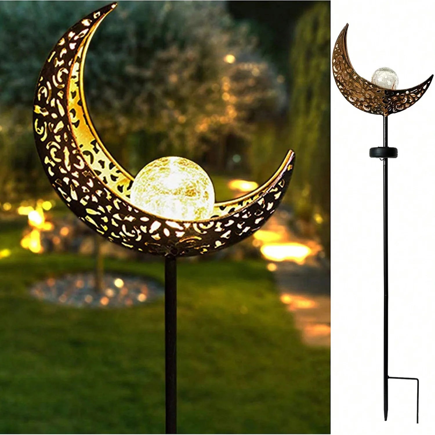 The Selene Crackle Glass Globe Stake — Luxe Haven