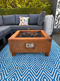 The Helios Corten Steel Square Gas Fire — Weathered British Fire Pit Table
