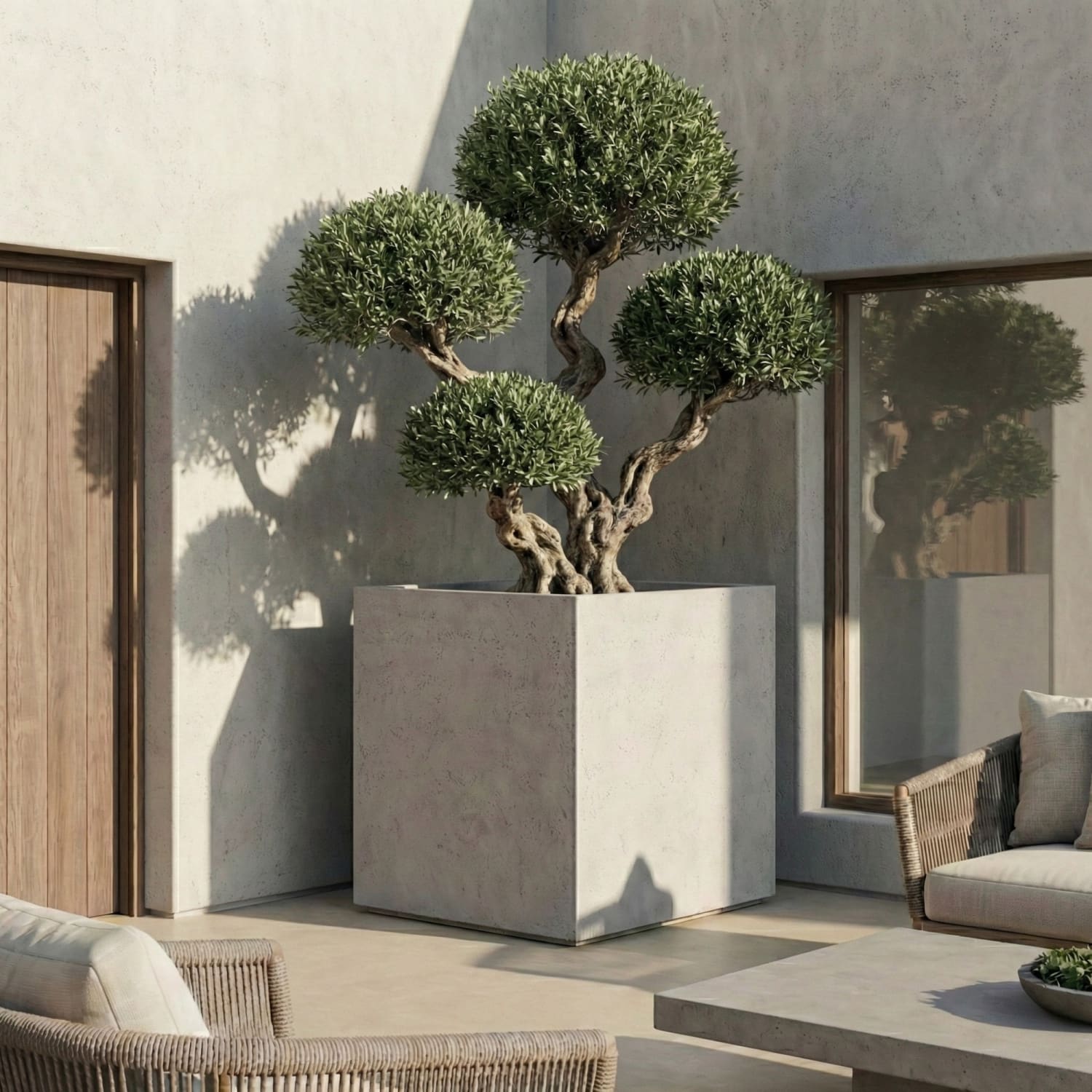 The Cubrosa Square Planter — White Mist Concrete, 100cm XXL