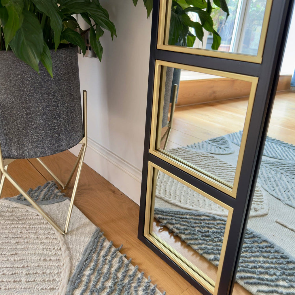 The Mio Arched Window Mirror — Full-Length Black & Gold, 180cm