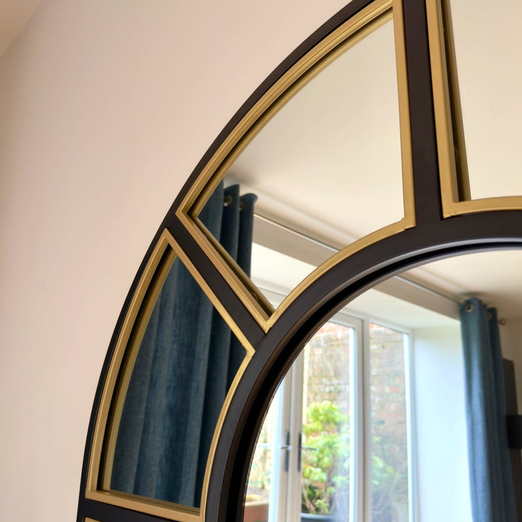 The Mio Arched Window Mirror — Full-Length Black & Gold, 180cm