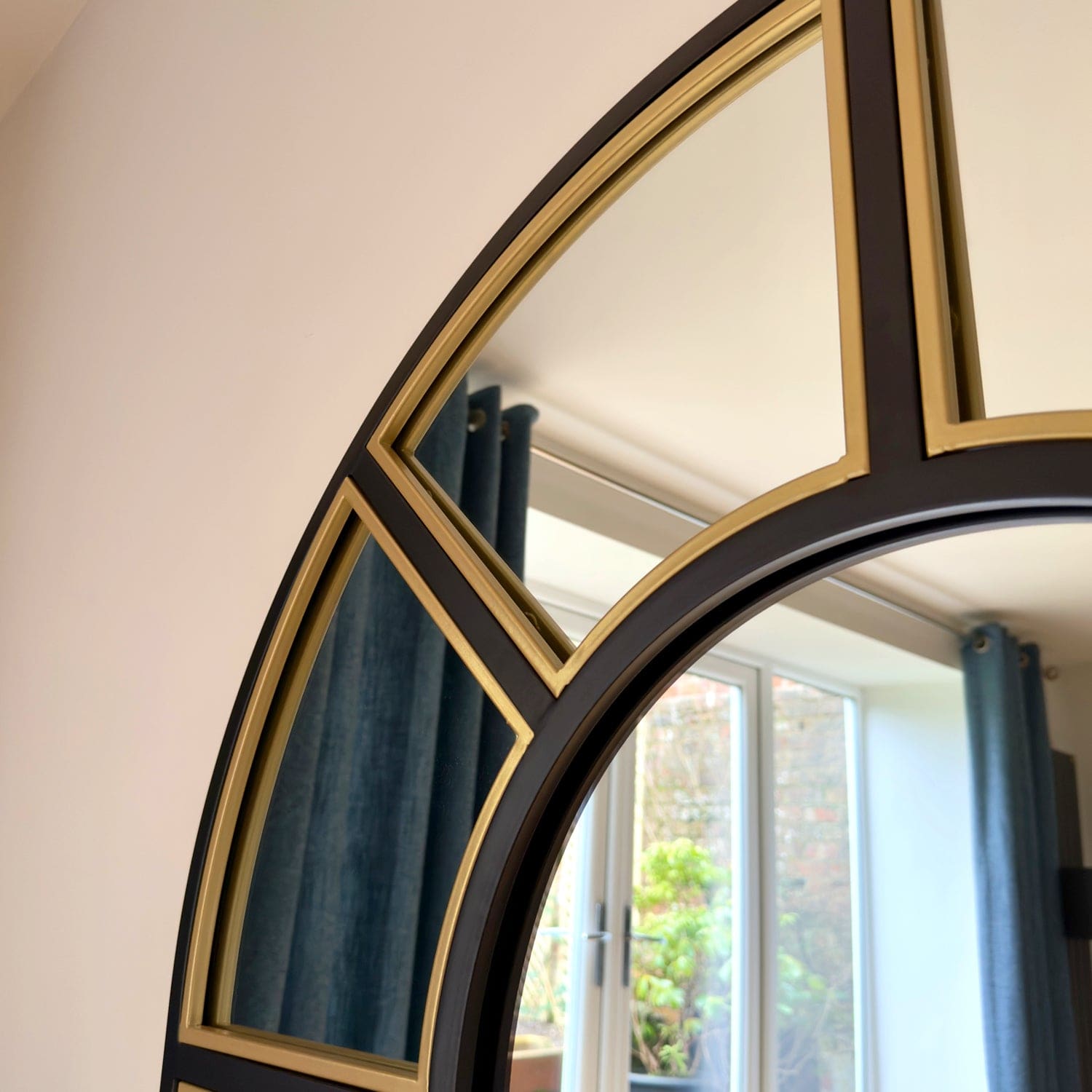 The Mio Arched Window Mirror — Full-Length Black & Gold, 180cm