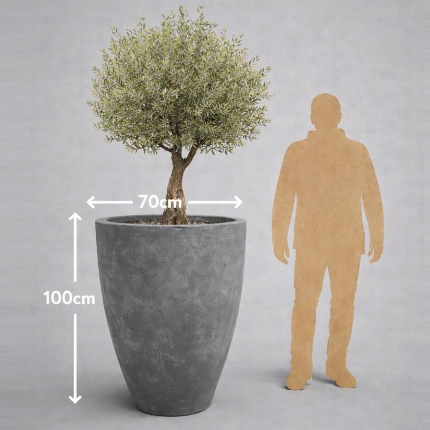 The Vessara Tall Vase Planter — Onyx Dusk Concrete, 100cm